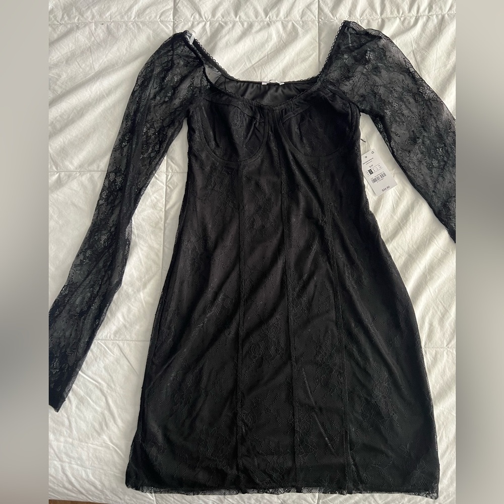 Ardene Black Long Sleeve Lace Dress